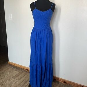 YFB Royal Blue Maxi Dress Corset Top Boho Coastal Cowgirl